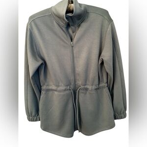 Harmony Balance Jacket Zip Up Sage Drawstring Waist Pockets Mock Neck Size S